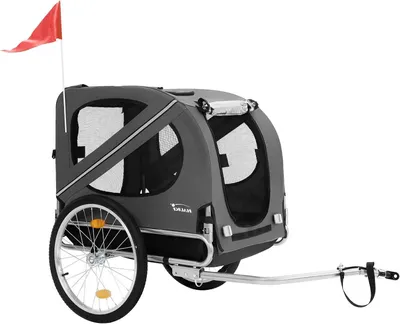 Produktbild von Fahrradanhänger für Hunde – Hundeanhänger, Kinderwagen – Reisen mit Haustieren – 2-in-1, zusammenklappbar – bis 40 kg – Grau