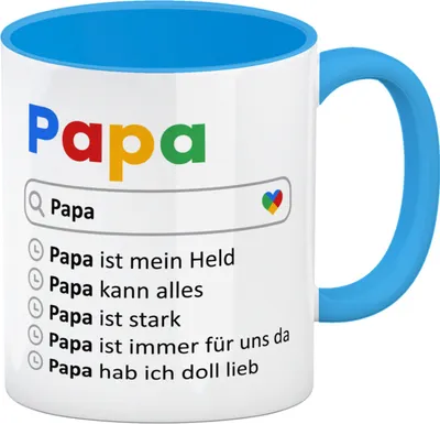 Produktbild von Papa ist mein Held Suchmaschine Kaffeebecher in hellblau