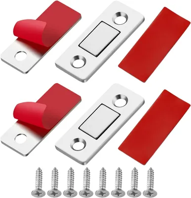 Immagine prodotto di Chiusure magnetiche - 4 pezzi - Chiusure magnetiche per porte - Magneti per ante - Magneti doppi - Magneti per mobili - Magneti ultrasottili e invisibili per mobili - Supporti magnetici per porte