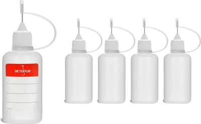 Produktbild von 5 Plastikflaschen 30 ml aus LDPE, G14, Tropfverschluss mit Nadelkappe, weiss