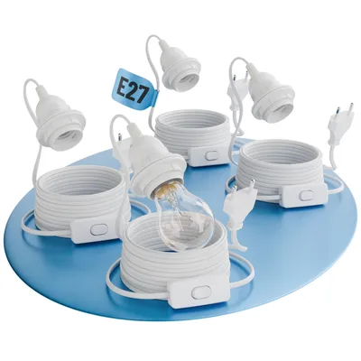 Produktbild von greate 4x Lampenfassung E27 mit Kabel und Schalter weiß 5 Meter - E27 Fassung mit Stecker max. 60W 250V