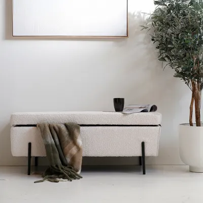 Produktbild von Giga Meubel Flurbank Jari mit Stauraum - Beige - Bouclé - 110x45x40 cm