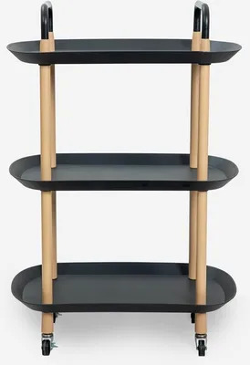 Produktbild von Servierwagen Küche Design mit Rädern 3 Ablagen Wala Plus - Schwarz