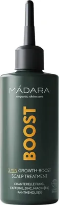 Obrázok produktu pre MÁDARA Cosmetics 3 Min Growth-Boost Scalp Treatment 100ml, 100 ml, Kvapkadlo, 1 kusov, Aqua, Chantharellus Cibarius (Chanterelle) Extract, Alcohol, Glycerin, PCA Glyceryl Oleate, Urtica..., Glutén, Palmový olej