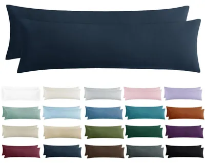 Productafbeelding van Kussensloop voor zijslapers, 40 x 145 cm – 2 stuks. Donkerblauwe kussenslopen voor zijslapers, met rits, gemaakt van zachte microvezel, 145 x 40 cm
