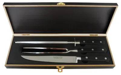 3-teiliges Schneideset, 11 cm, rostfreier Stahl, schwarz