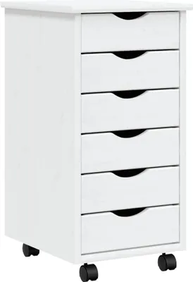 Obrázok produktu pre vidaXL Skriňa na kolieskach so zásuvkami MOSS White z masívneho borovicového dreva