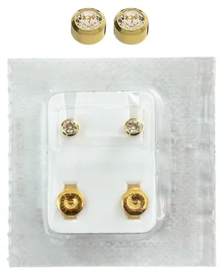 Immagine prodotto di Orecchini Studex Oval Bambini Oro Tonato con Pietre Bianche 3 95 mm