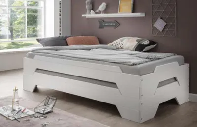 Produktbild von Stapelbett Einzelbett 90x200 Buche Massiv Weiß