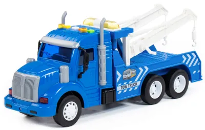 Produktbild von Abschleppwagen Kinder Spielzeug LKW PROFI blau Schwungrad Fahrzeug m. Licht Sound