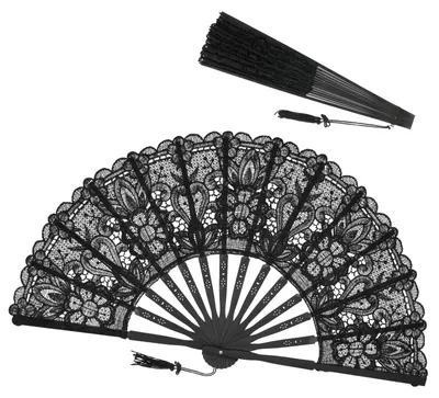 Produktbild von Fächer aus Spitze in Schwarz für Hochzeiten, Vintage-Fächer