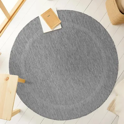Produktbild von Ayyildiz Outdoor- und Terrassenteppiche Grau 160 cm rund Teppich, einfarbig, Teppich für Terrasse, Balkon und Küche, Polypropylen-Rückseite