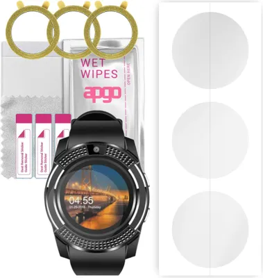 Produktbild von apgo 3 Stück Schutzfolie, klar, kompatibel mit Smartwatch V8 Smartwatch, Hydrogel Displayschutzfolie mit Positionierhilfe, Displayfolie, robust und kratzfest
