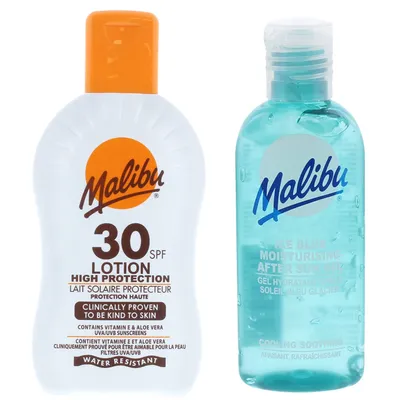 Zdjęcie produktu dla Malibu SPF30 Wodoodporny Balsam 200ml + Żel Po Opalaniu 100ml