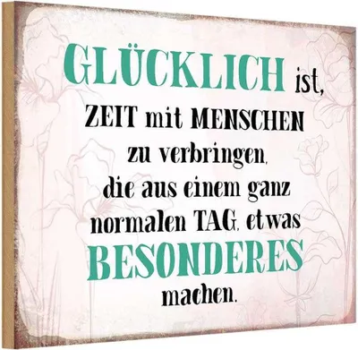 Produktbild von vianmo Holzschild 20x30 cm glücklich ist Zeit mit Menschen Spruch Zitat