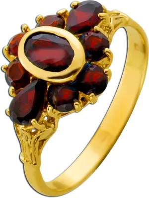 Produktbild von Granatring Gold 585 14K rote Granate 1.6ct Antikschmuck 1950 18