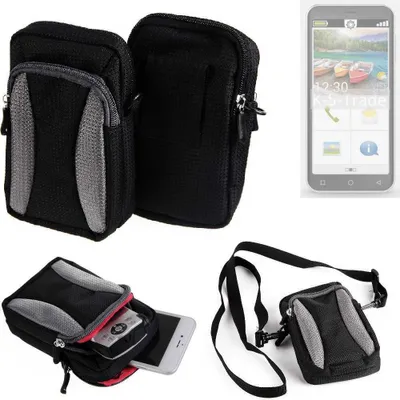 Produktbild von K-S-Trade Holster Schutz Hülle kompatibel mit Emporia Smart.5mini Handy Hülle Gürteltasche Umhängetasche mit Zusatzfach schwarz