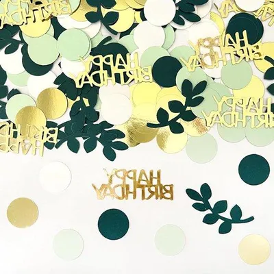 Immagine prodotto di Coriandoli per compleanni in oro e verde - 200 pezzi