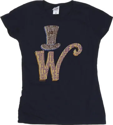 Produktbild von Willy Wonka - "W Logo Hat" T-Shirt für Damen BI51054 (S) (Marineblau)