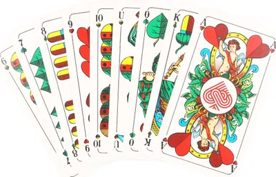 Produktbild von Schafkopf-Spielkarten mit bayerischem Blatt und FC-Bayern-München-Logo auf der Rückseite