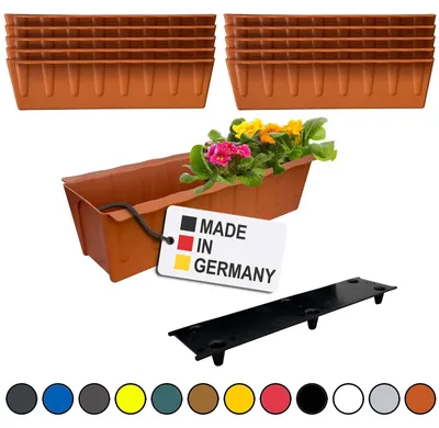 Image de BURI 10 inserts de jardinières pour palettes Euro avec tapis d'arrosage | 37,3cm terre cuite | Jardinière pour palette Euro | Balconnière | Pot de fleurs | en plastique solide | Germany