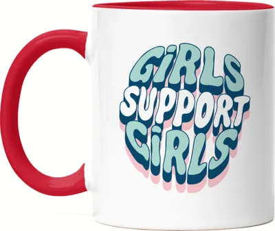 Produktbild von Girls Support Girls Tasse Rot Spruch Motiv Geschenk für Superheldinnen Frauenpower Frauentag Feminismus