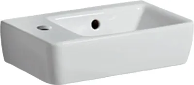 Produktbild von Geberit Handwaschbecken RENOVA COMPACT 400 x 250 mm, mit Überlauf, mit Hahnloch links weiß