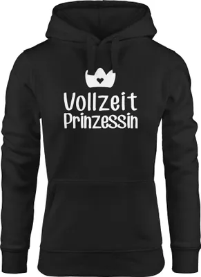 Produktbild von süßer Hoodie Damen Vollzeit Prinzessin Sweatshirt Kapuze Kapuzenpullover Moonworks® schwarz XS