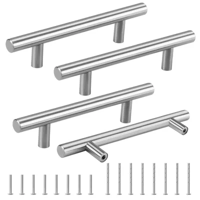 Imagen del producto de Tiradores de acero inoxidable, con una distancia entre agujeros de 128 mm, juego de 4 unidades, para la cocina