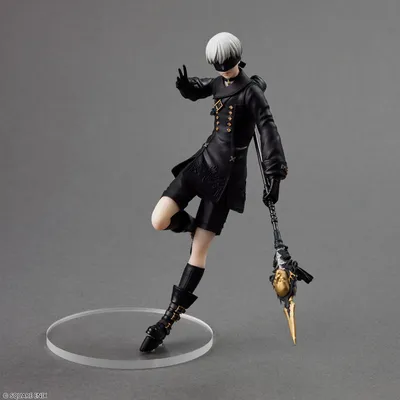 A figure of the character 2B from NieR:Automata, displayed against a plain gray background.
