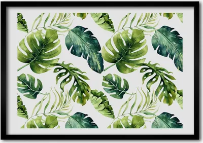 Produktbild von Bild - Bilderrahmen - 100 cm x 70 cm - MDF - Rahmen - Foto - Wandkunst tropische Blätter