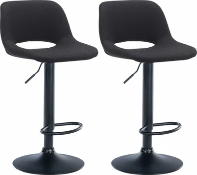 Produktbild von CLP 2er Set Barhocker Camden Stoff drehbar und höhenverstellbar schwarz Material Gestell Metall matt schwarz