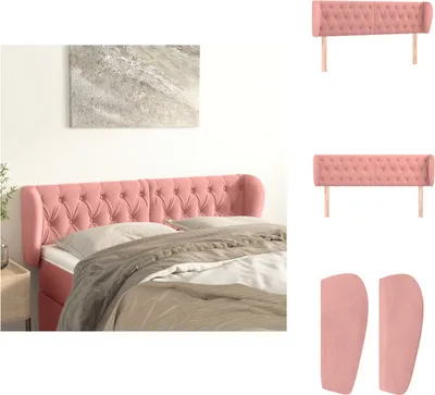 Produktbild von vidaXL Kopfteil mit Ohren Rosa 147x23x78/88 cm Samt -  Kopf- & Fußenden