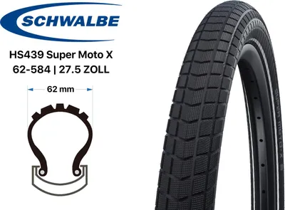 Produktbild von Schwalbe Reifen Super Moto X schwarz Reflex 27,5 x 2,40 Zoll (62-584)