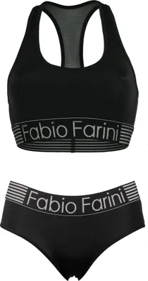 Produktbild von Fabio Farini - 1 Stück Damen Unterwäsche - nahtlose Sport-Bustier aus Baumwolle bügellos, mit Mesheinsatz im Rücken und Logo-Bund