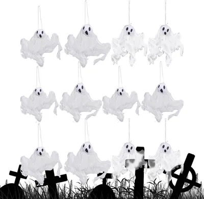 Produktbild von 12 lustige, festliche Windsäcke als Halloween-Dekoration und Fotorequisiten für Innenräume, Garten, Terrasse und Außenbereiche