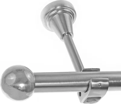 Produktbild von Edelstahl Look Gardinenstange 20mm Wandträger 1-läufig Kugel, Länge wählbar H50 E33 R