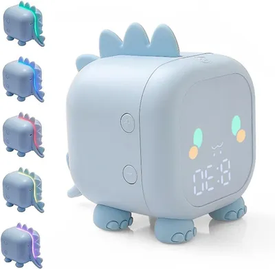 Productafbeelding van Kinderwekker - Dino wekker - Kinderen wakker maken - 6 Melodieën - 11.7 cm - Blauw