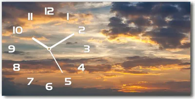 Produktbild von Wanduhr aus Glas – 60x30 cm - Glasbild - Glasuhr - Gehärtetes Glas - weisse-zeiger - Sonnenuntergang