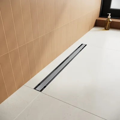 Obrázek produktu pro SONNI podlahový odtok 40 cm plochý sprchový žlábek, sprchový odtokový žlábek z nerezové oceli 304, sifon nastavitelný o 360°, s protizápachovým a sekundárním filtrem