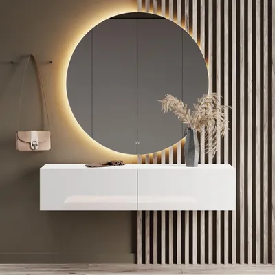 Produktbild von Planetmöbel Flur Möbel Garderobe Hängeschrank 1x 140 cm weiß, Wandgarderobe hängend oder stehend
