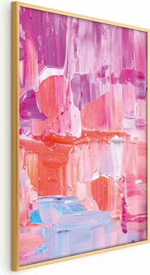 Produktbild von Posterpapier Poster - Colorful Strokes - intense shades of pink and purple on canvas 60x40 cm Muster a-B-10126-ao-a