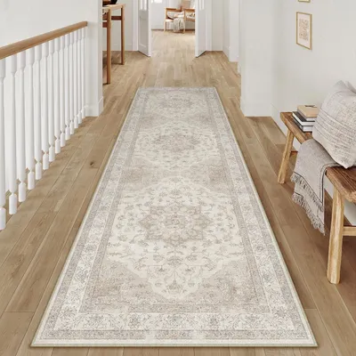 Productafbeelding van Läufer vloerkleed, vintage beige, 60x240 cm, wasbaar, antislip, polyester
