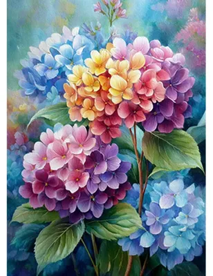 Produktbild von Diamond Painting Set Hortensien Blumen 5D Bastelset Erwachsene 30x40 cm Pink