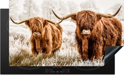 Produktbild von KitchenYeah© Herdabdeckplatte Schottischer Highlander - Kuh - Tiere , 91x52cm, Küche Deko, Glaskeramikkochfeld Herdabdeckung, Abdeckplatte fùr Kochfeld