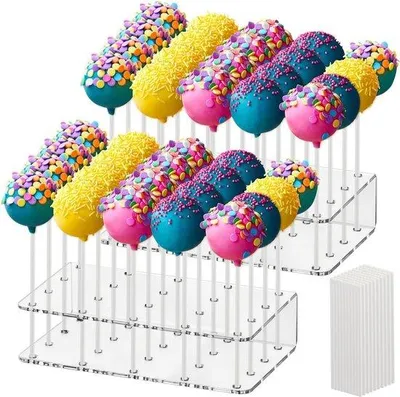 Produktbild von Cakepop-Grundstück, 2 Stücke, mit Cakepop-Stangen, 100 Stück, Lollylipop-Grundstück, 20 Löcher, für Süßigkeiten, Dekoration, Geburtstag