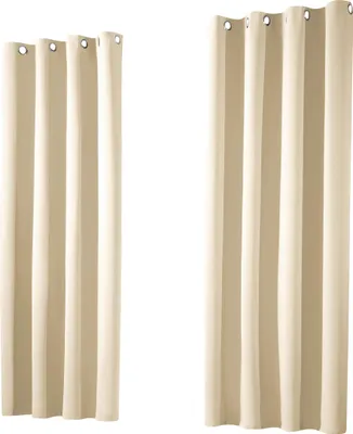 Produktbild von Heimtexland ® Verdunklungsvorhang 1 Paar Verdunklungsgardinen Thermovorhänge Ösenschal Creme HxB 145 x 135 cm