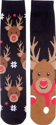 Produktbild von Rentier Winter Socken für Herren - Weihnachtssocken Männer Sneaker Strümpfe Schwarz (2er Pack) 39-42