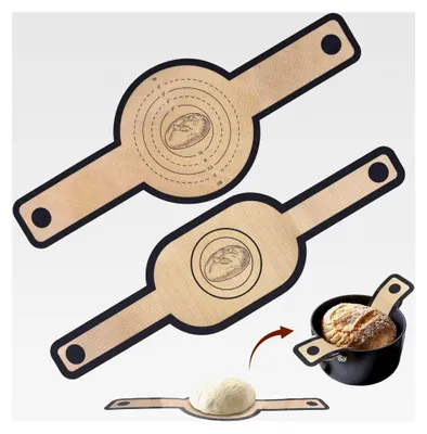 Produktbild von 2 Stück Silikon Brotbackmatte für Topf, Antihaft Backmatte mit Langen Griffen, Wiederverwendbare Silikon Brotschlinge für Brottopf, Backofen, Teig (Rund + Oval)