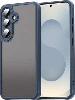 Produktbild von Matt Hülle für Samsung Galaxy S25 mit Kameraschutz, Transluzente Matt Rückseite Stoßfeste Handyhülle Blau